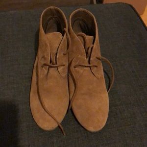 Nine West Brown Suede Wedge Booties